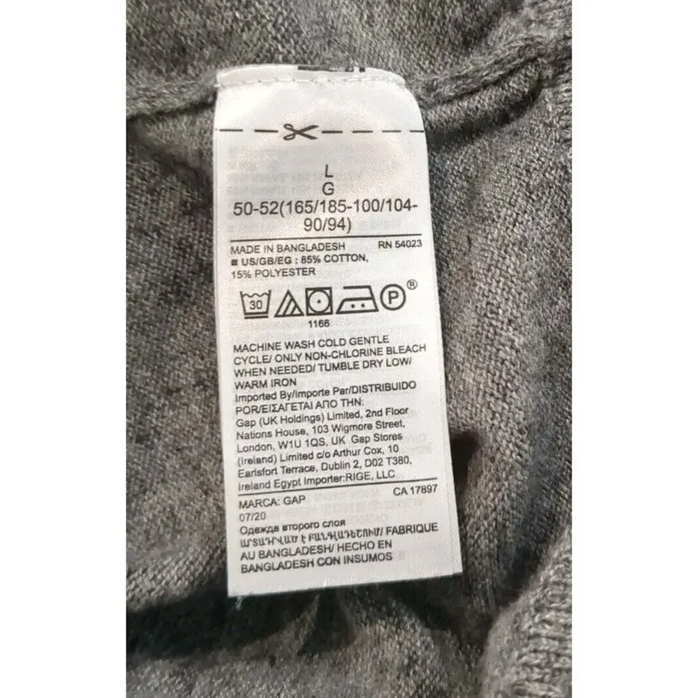 Gap Long Sleeve Heathered Gray Striped Sweater Size Large Long Sleeve Men